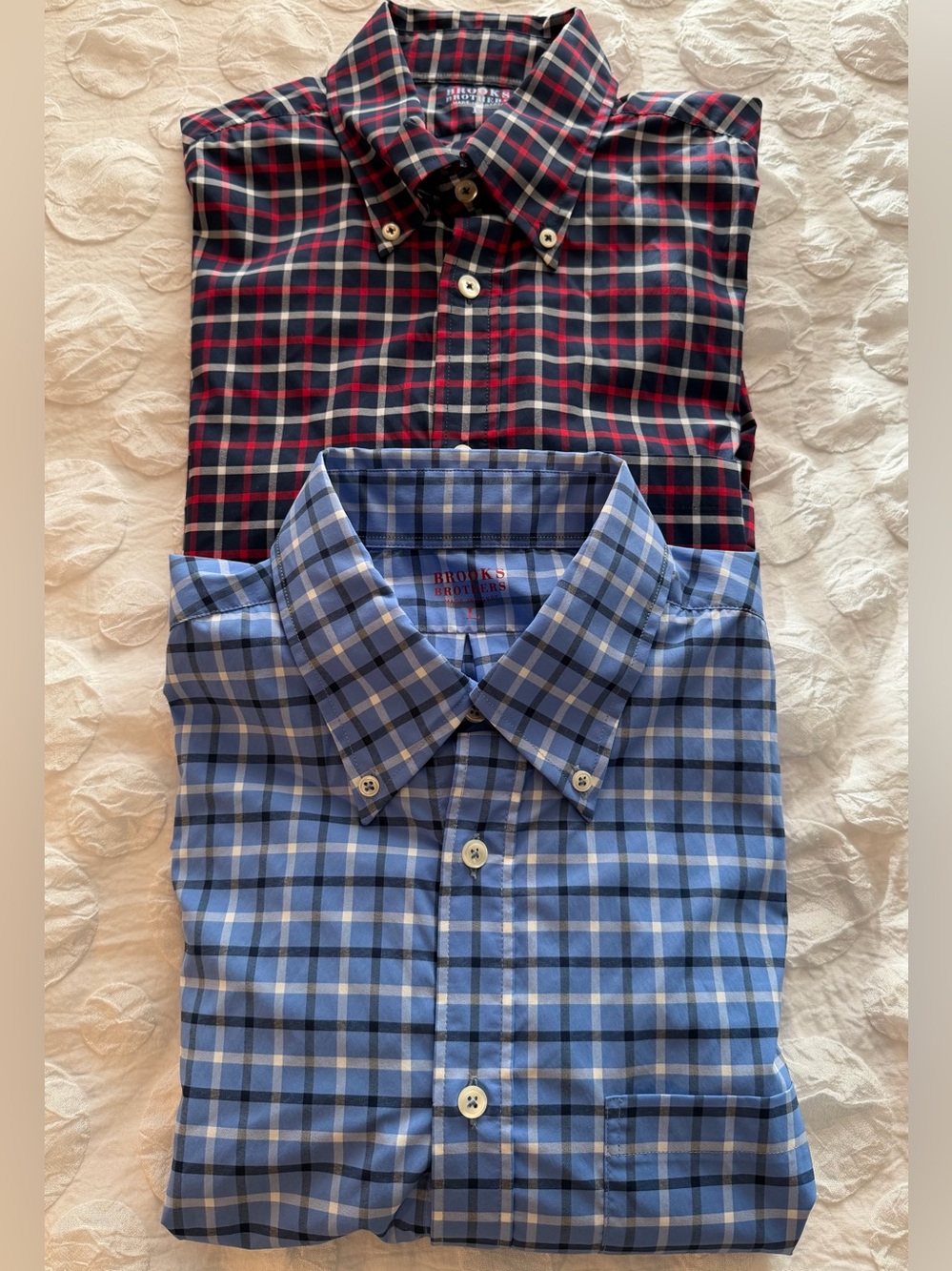 Lot Of 2 Brooks Brothers Plaid Button Down Stretch Performance Shirts Men’s L